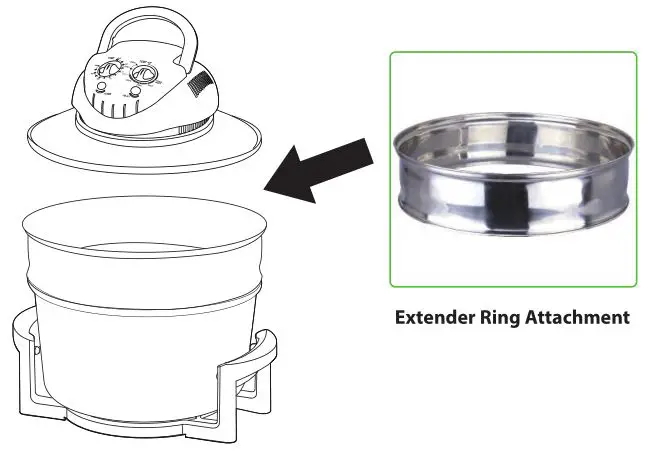 nutrichef Convection Oven Cooker Healthy Kitchen Countertop Cooking - Extender Ring Attachment