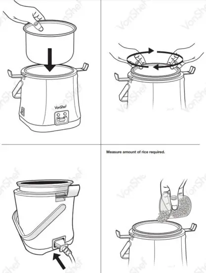 VonHaus 2013342 Mini Electric Rice Cooker - OPERATION