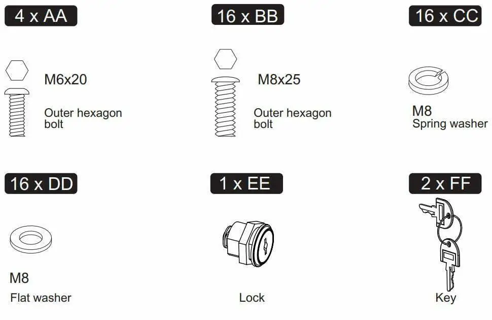 DieHard 10889 4-Drawer 26-Inch Mobile Cabinet User Manual - PART LIST