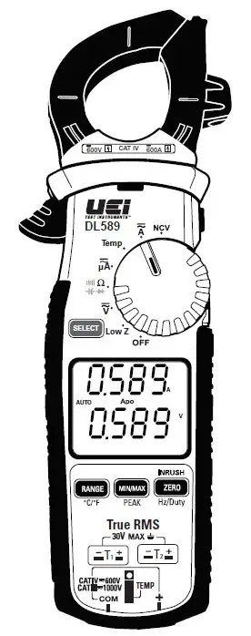 Uei Test Instruments Dl589 True Rms Dual Display Clamp Meter Instruction Manual Uei Test Instruments Dl589 True Rms Dual Display Clamp Meter Instruction Manual