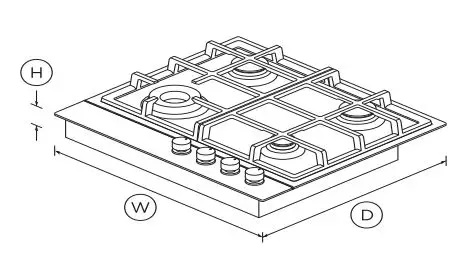 FISHER PAYKEL CG244DLPX1_N 24 Inch LPG Gas on Steel Cooktop User Guide - DIMENSIONS