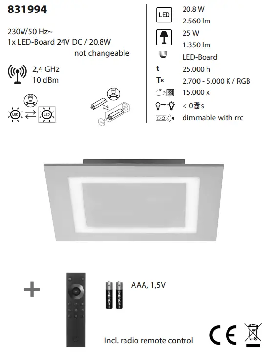 Paul Neuhaus 8160-95 Q-Miran RGBW LED Ceiling Light - fig 1