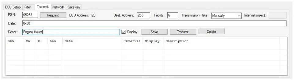 Softwares JCOM1939 Monitor ProPro-X Setting Up a Request Message