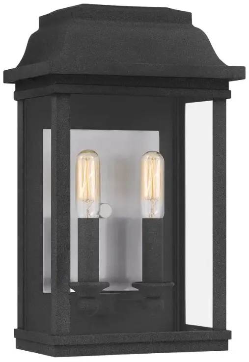QUOIZEL BERK8409MB Berkley 2-Light Mottled Black Hardwired Outdoor Wall Lantern Sconce