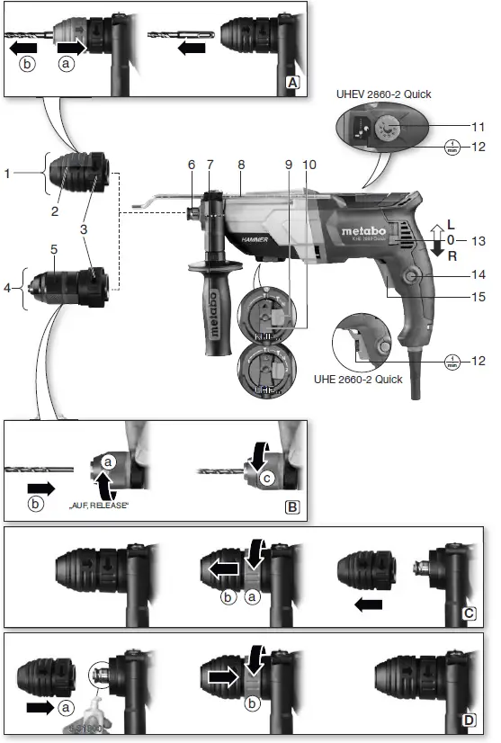 metabo KHE 2660 Quick Rotary Hammer Drill 1