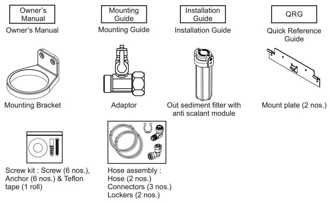 LG WW182EP Water Purifier Owner's -Accessories