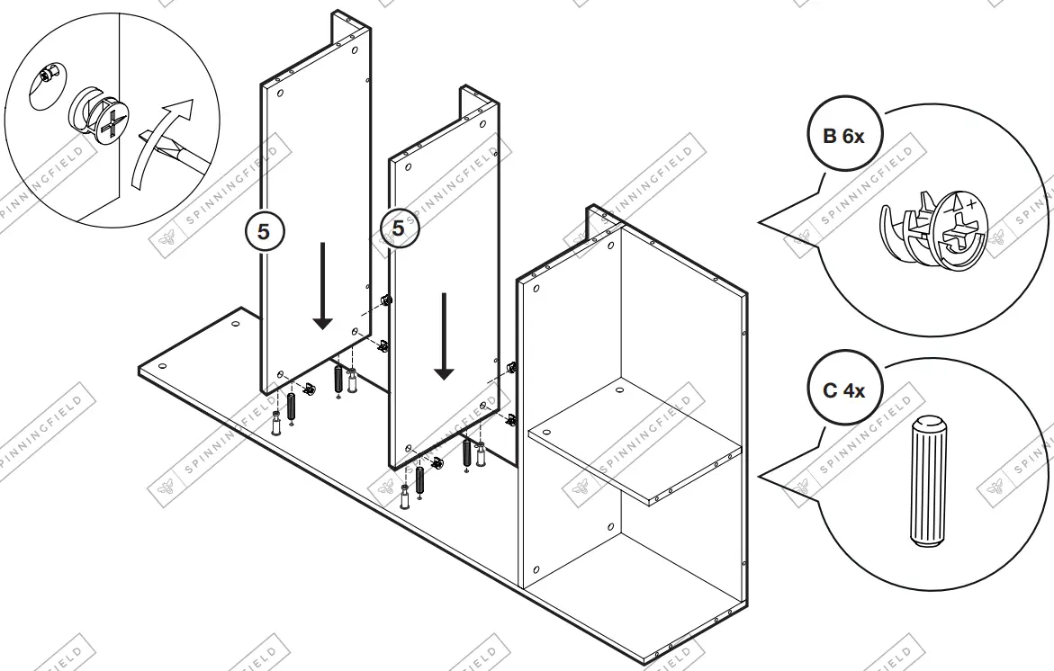 VonHaus-3000794-Black-Rattan-Bookcase-FIG10