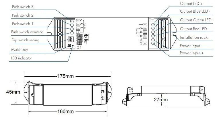 SKYDANCE V3-L WT WiFi and RF 3 in 1 LED Controller User Manual - Mechanical Structures and Installations