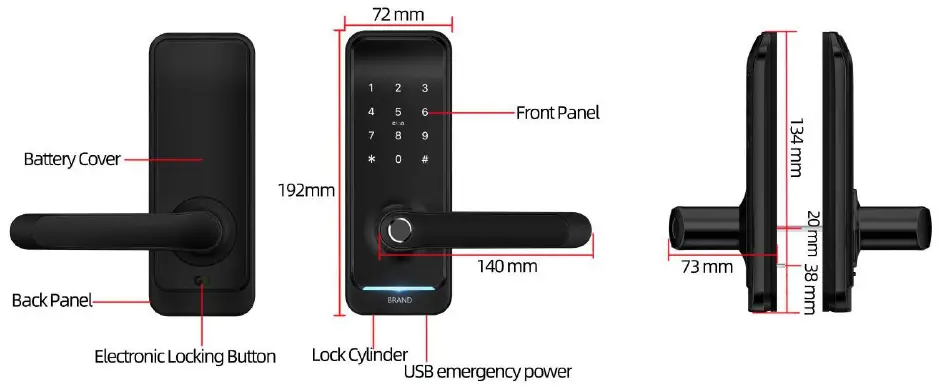 sylvan-SL40E-Smart-Entry-Lever-Handle-Latch-Lock-FIG-1