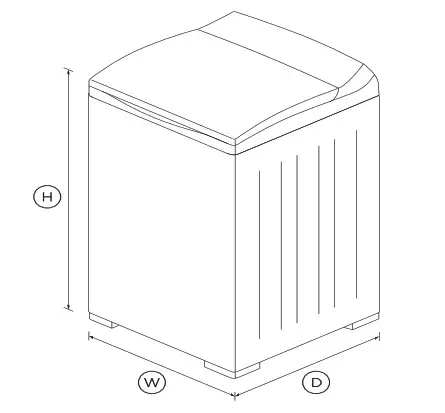 Fisher and Paykel MW60 6kg Top Loader Washing Machine - DIMENSIONS