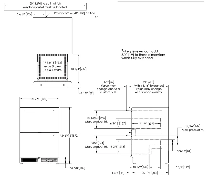 Perlick HC24RO46DL 24 Inch C-SERIES Refrigerated Drawers 1
