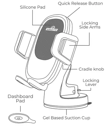 AMKETTE iGrip Easy View Car Phone Holder - 1