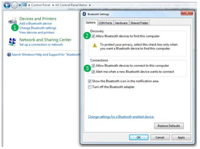 Bluetooth headphones to a laptop desktop computer - [Control Panel