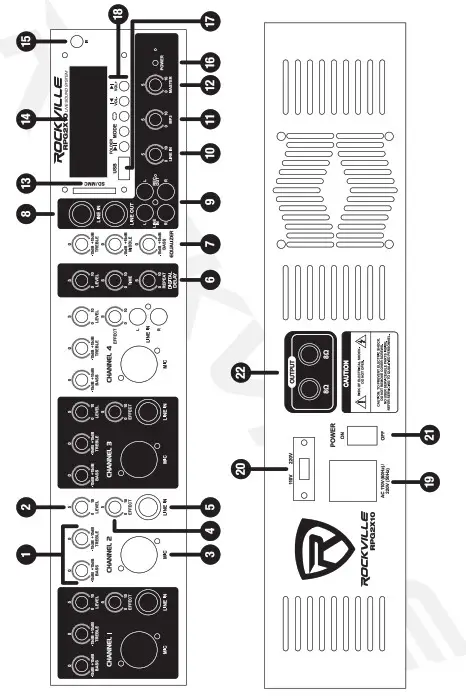 ROCKVILLE Portable PA System RPG2x10V2- Functions