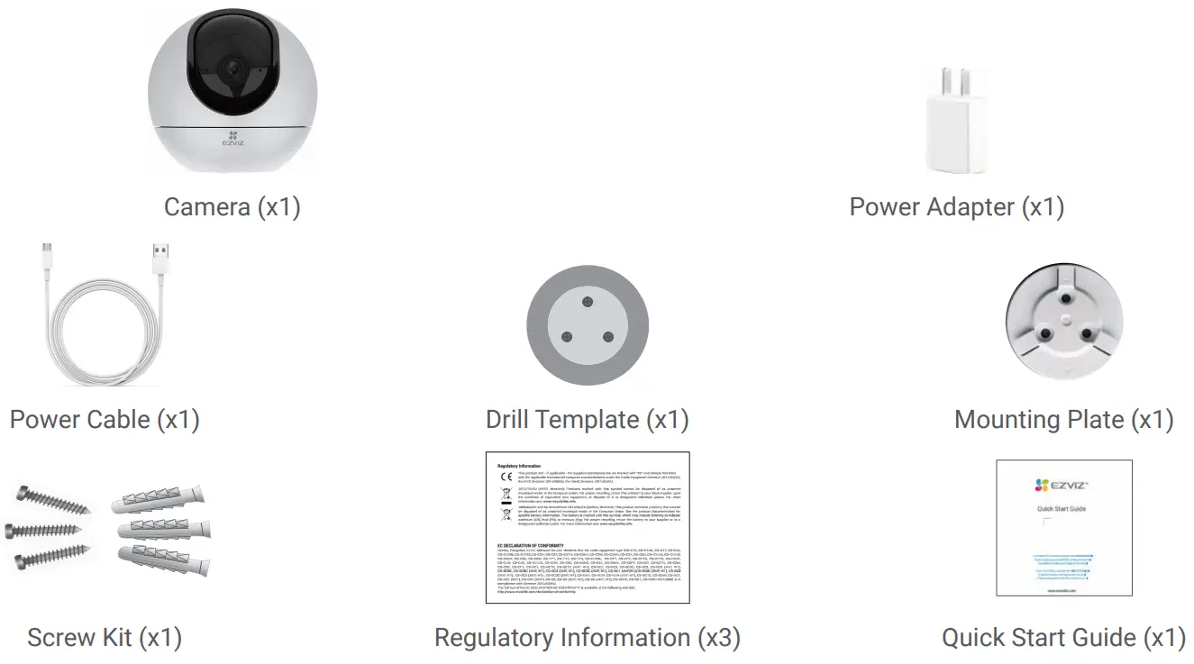 EZVIZ C8C Smart Home Camera - Package Contents