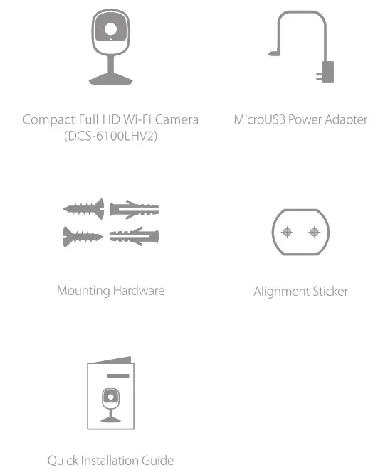 D Link DS 6100LHV2 Compact Full HD Wi Fi Camera- Whats in the box