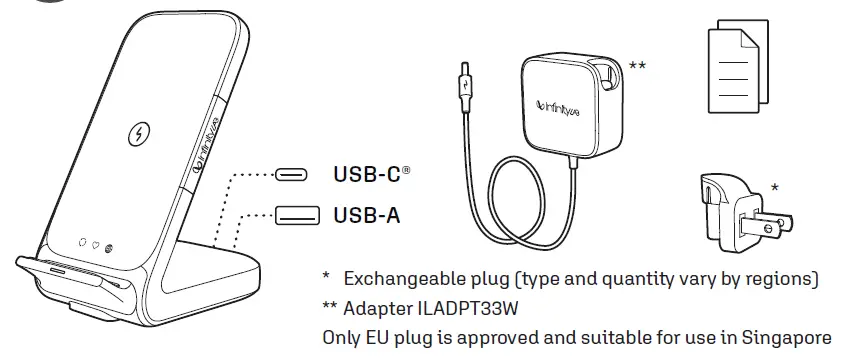 InfinityLAB InstatntStation Wireless Charging Stand with 33W PD USB-C and USB-A Fast Charging fig 1