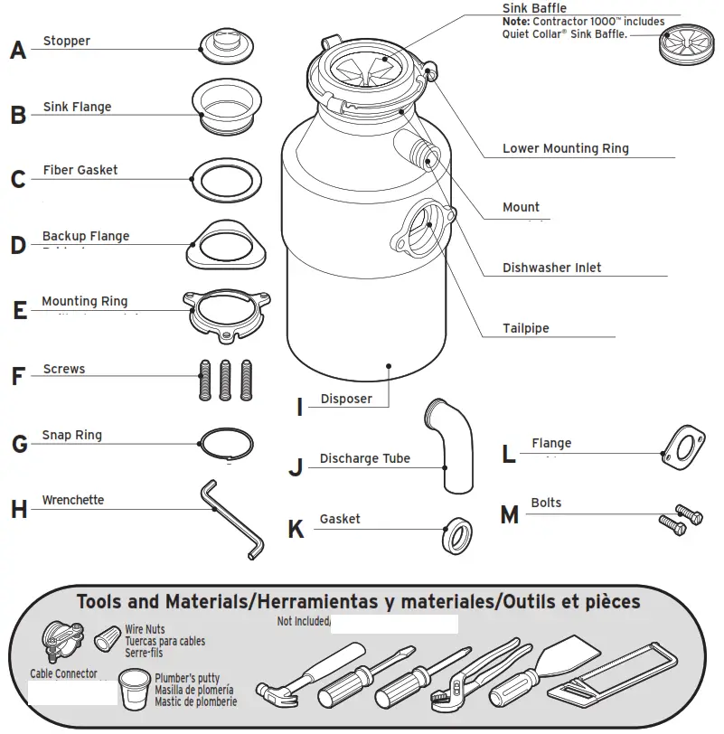 Insinkerator Badger 5XP Garbage Disposal with Cord - fig