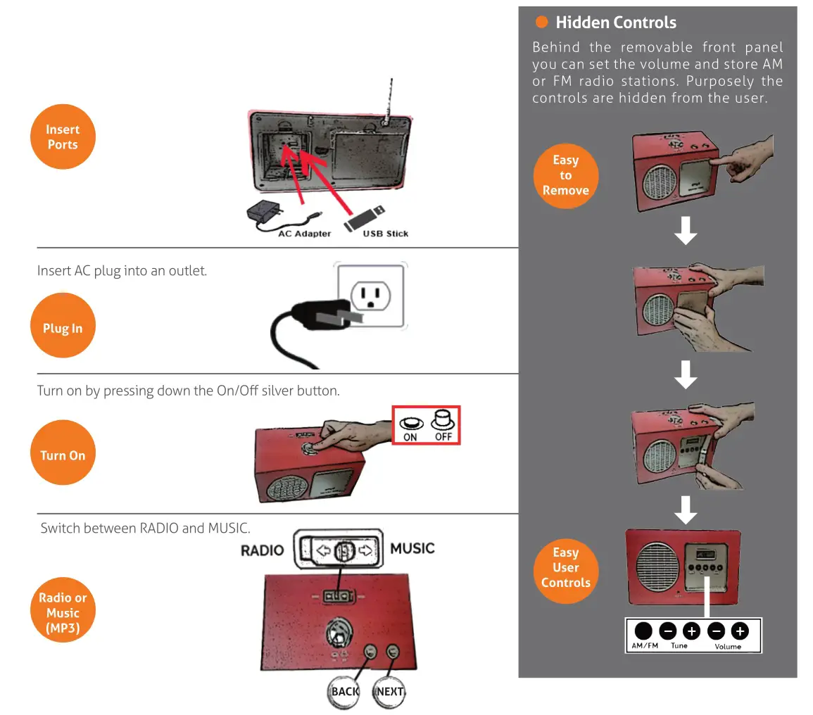 smpl Touch-Player Radio and Music Player - usage instruction, Hidden Controls