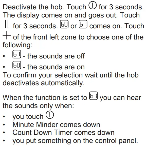 AEG HRB32310CB Built-In Hob User Manual - OffSound Control