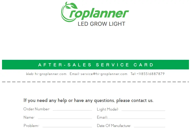 After-Sales Service Card
