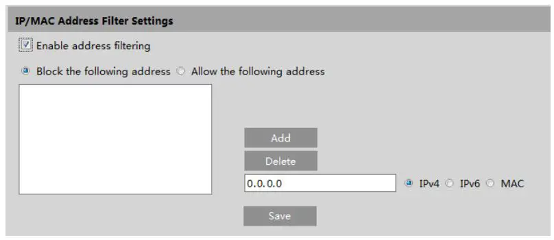Speco 2MP IP Camera User Manual - Block and Allow Lists