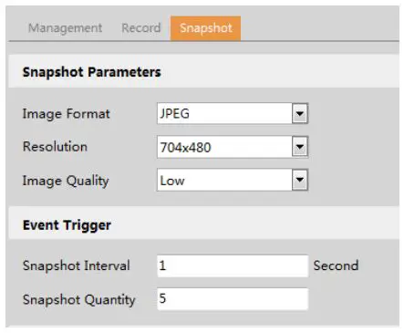 Speco 2MP IP Camera User Manual - Snapshot Settings