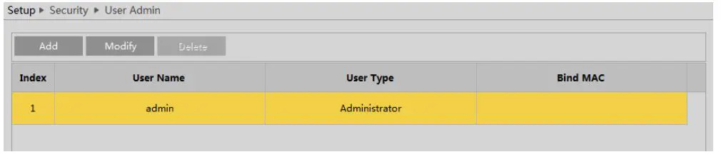 Speco 2MP IP Camera User Manual - User Admin interface