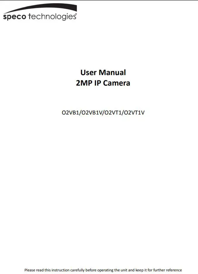 Speco 2MP IP Camera User Manual