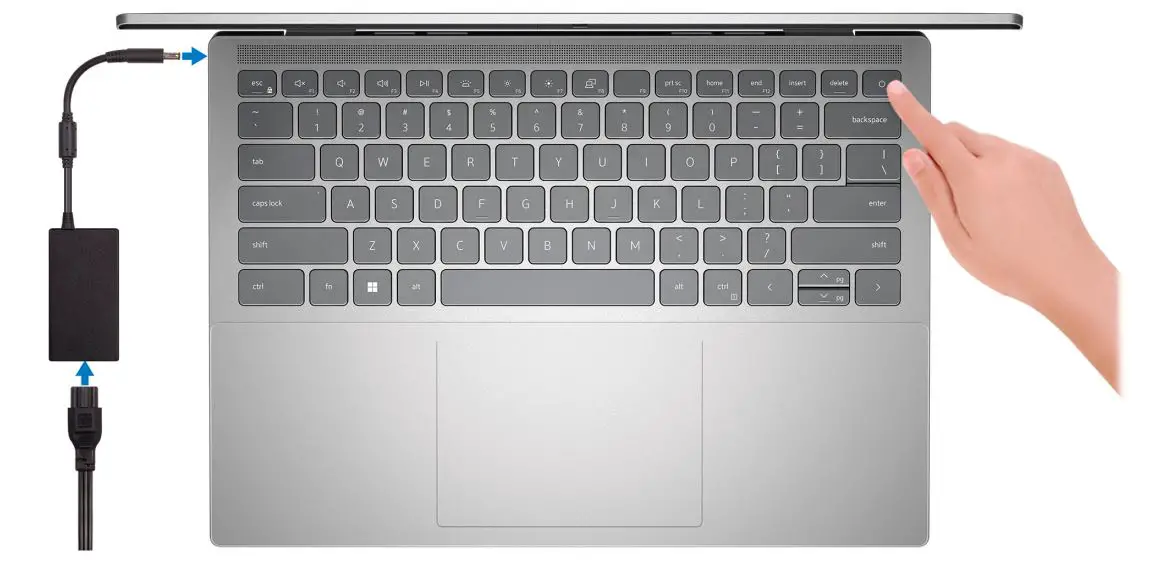 DELL Inspiron 14 Plus 7420 Laptop Computer - Connect the power adapter and press the power button