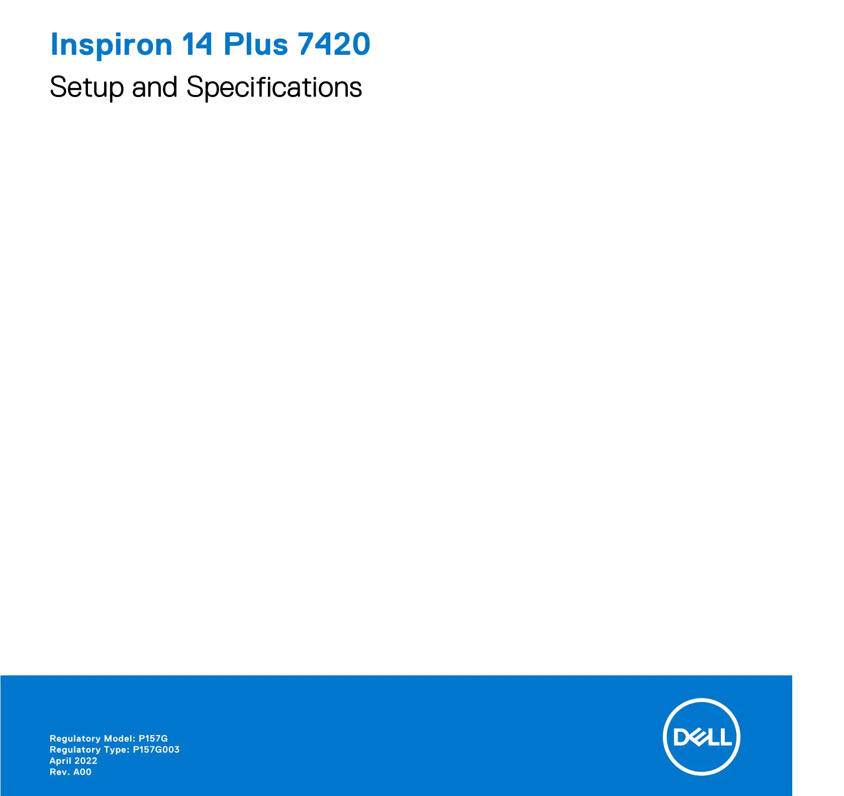 DELL Inspiron 14 Plus 7420 Laptop Computer User Guide