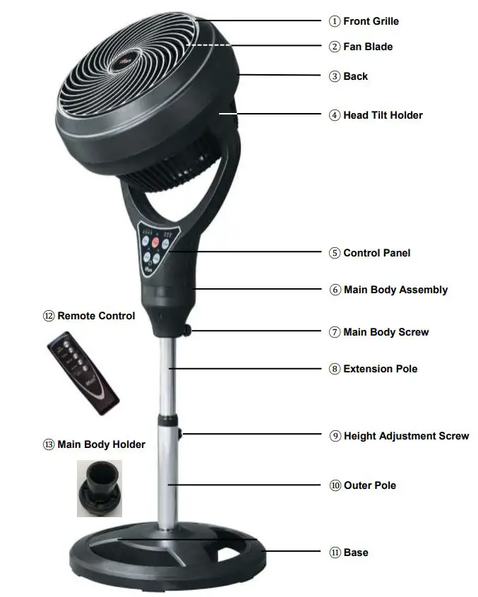PowerPac IF9669 iFAN 12 Inch Stand Fan with Convertible Height Air Circulator Instruction Manual - Product Overview