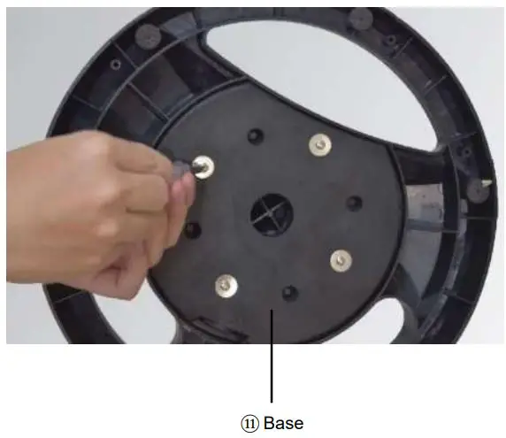 PowerPac IF9669 iFAN 12 Inch Stand Fan with Convertible Height Air Circulator Instruction Manual - Tighten the 4 Base screws into the ⑪ Base by turning clockwise