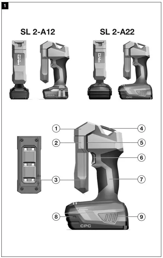 HILTI SL 2-A12 Cordless LED Work Lights Instruction Manual - Product Overview