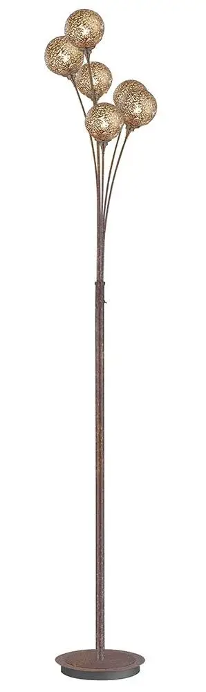 398-48 Greta 6 Light Floor Lamp Rust