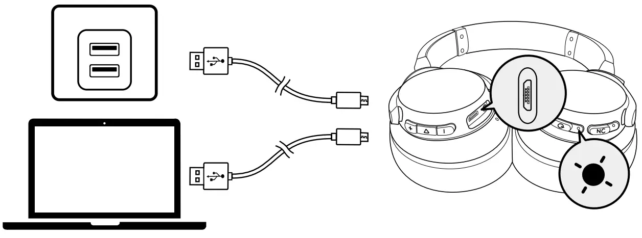 soundcore Life Q20 Wireless Over Ear Headphones - Charging