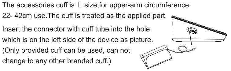 Smilecare U81RH Upper Arm Electronic Blood Pressure Monitor Instruction Manual - Cuff size and connection