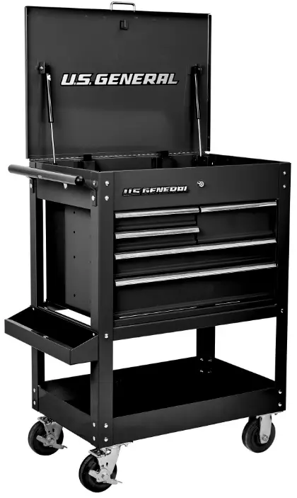 U S GENERAL 64030 30 in. 5 Drawer Mechanics Cart