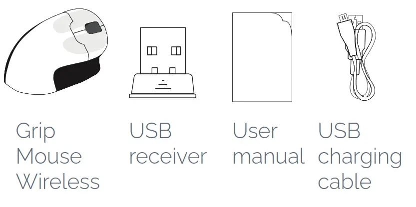 BAKKER ELKHUIZEN Wireless Grip Mouse - ackage contents
