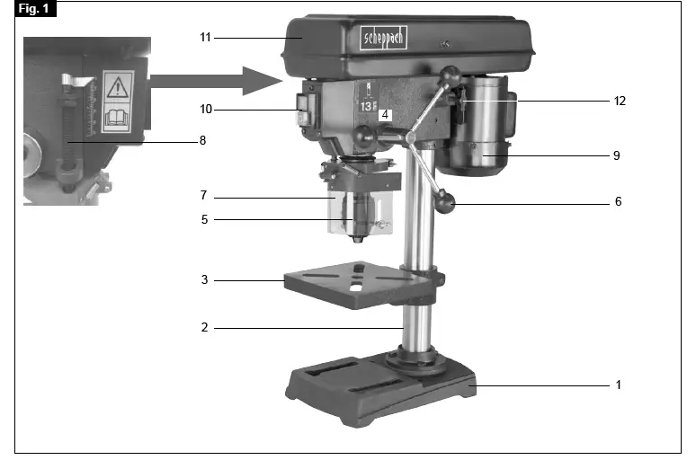 scheppach DP13 Brushless Electric Bench Pillar Drill 2