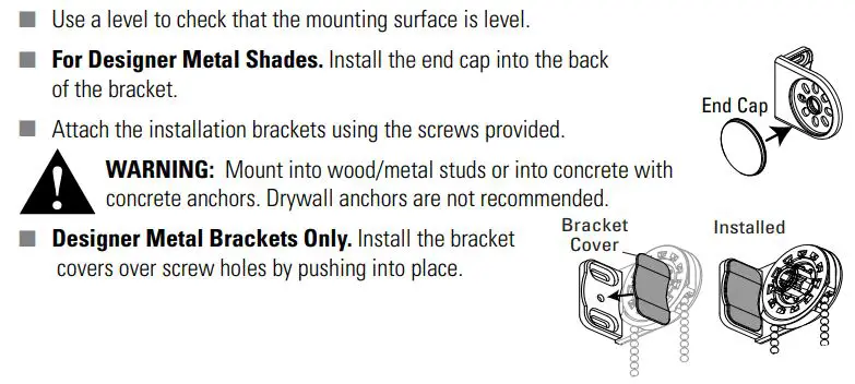 Hunter Douglas Sonnette Cellular Roller Shades Instruction Manual - For Designer Metal Shades
