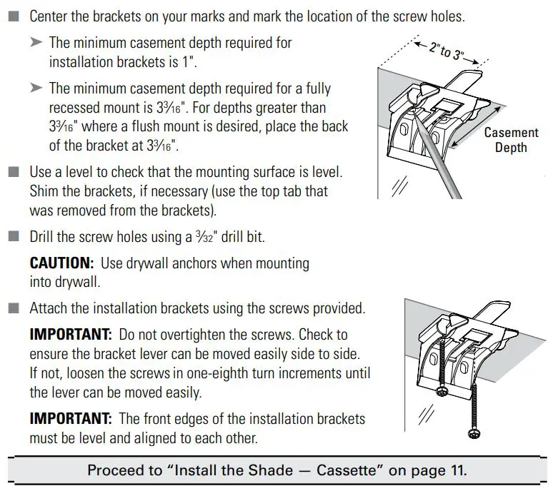Hunter Douglas Sonnette Cellular Roller Shades Instruction Manual - INSTALLATION
