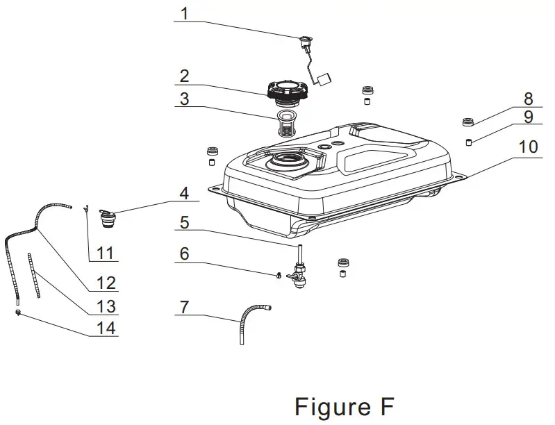 CHAMPION 3500W Portable Generator - FUEL TANK PART DIAGRAM