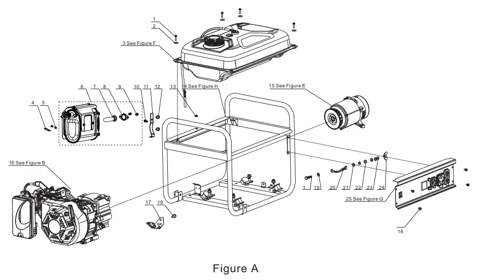 CHAMPION 3500W Portable Generator - GENERATOR PARTS DIAGRAM