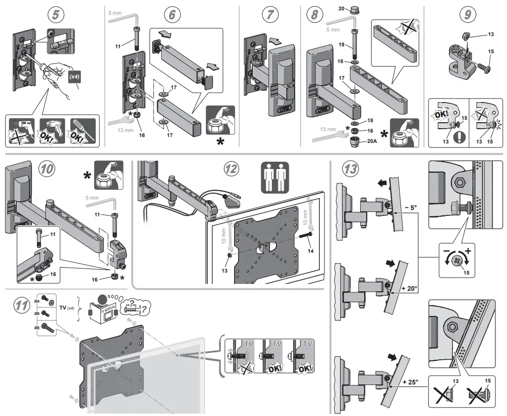 meliconi EDR200 Swivel and Tilt Wall Bracket - Figure 4