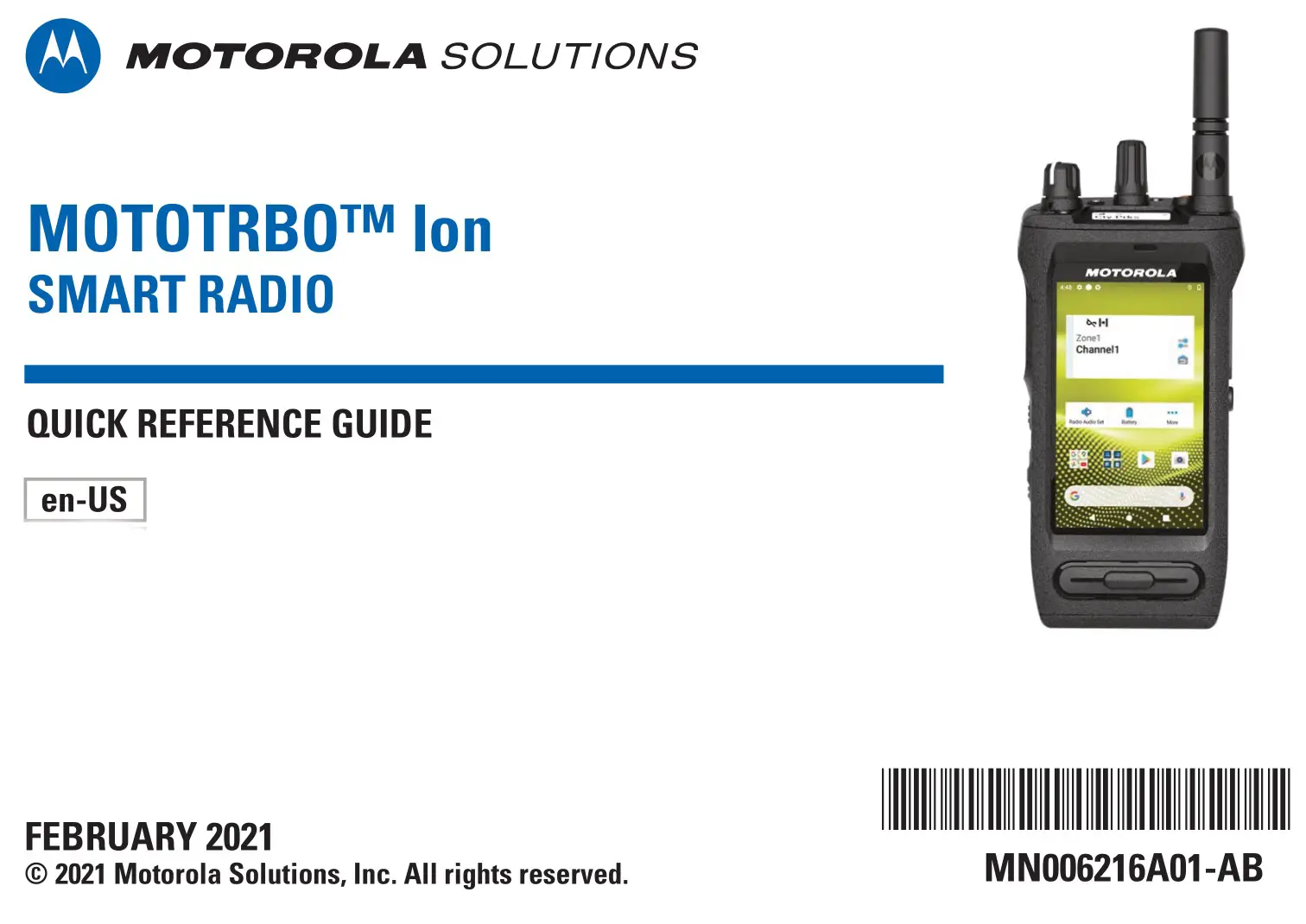 motorola Solutions MOTOTRBO Ion Smart Radio User Guide