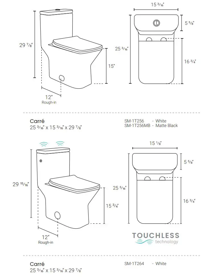 Swiss Madison SM-1T256 Carre One-Piece Toilet Instruction Manual - Distance from wall to closest flange centerline must be listed