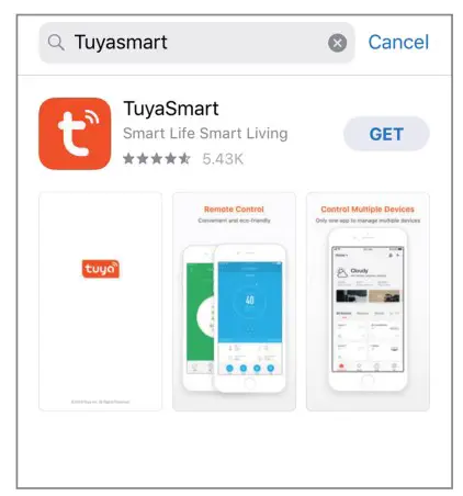 Download the TuyaSmart app from App Store or Google Play