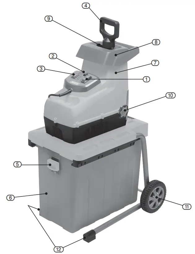DRAPER 97974 230V Quiet Garden Shredder - IDENTIFICATION