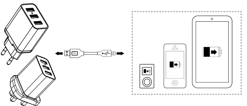 CANYON CNE-CHA05 3-Port USB 4.2A Wall Charger User Guide - Charging Port